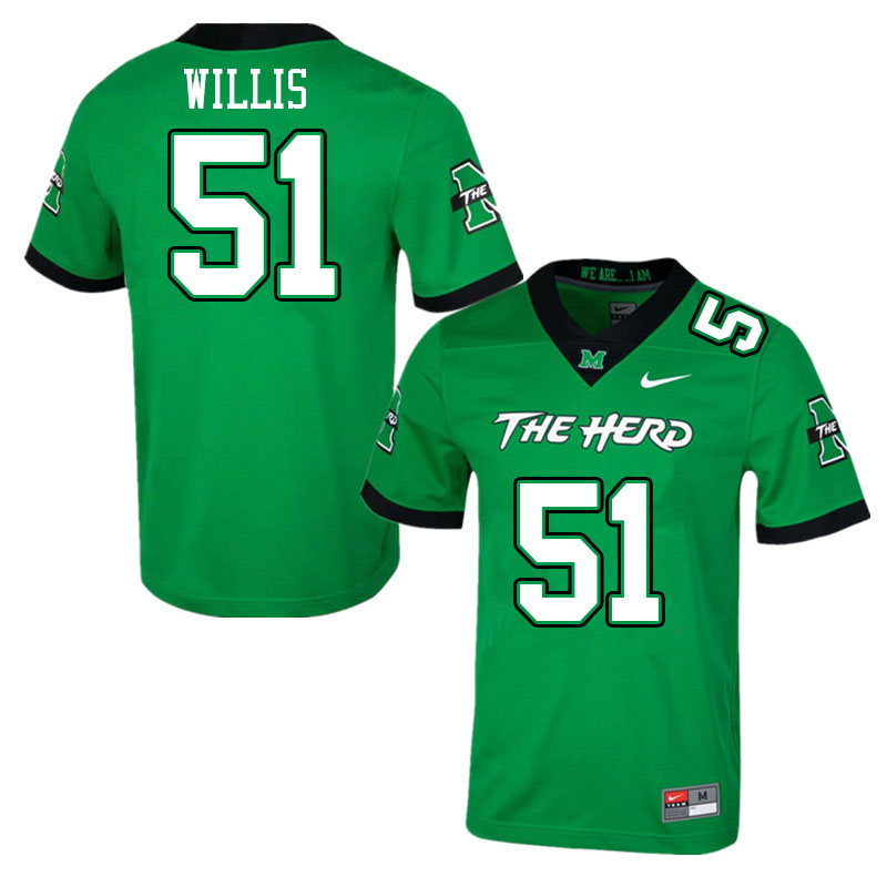 Men #51 Lloyd Willis Marshall Thundering Herd College Football Jerseys Stitched Sale-Green - Click Image to Close